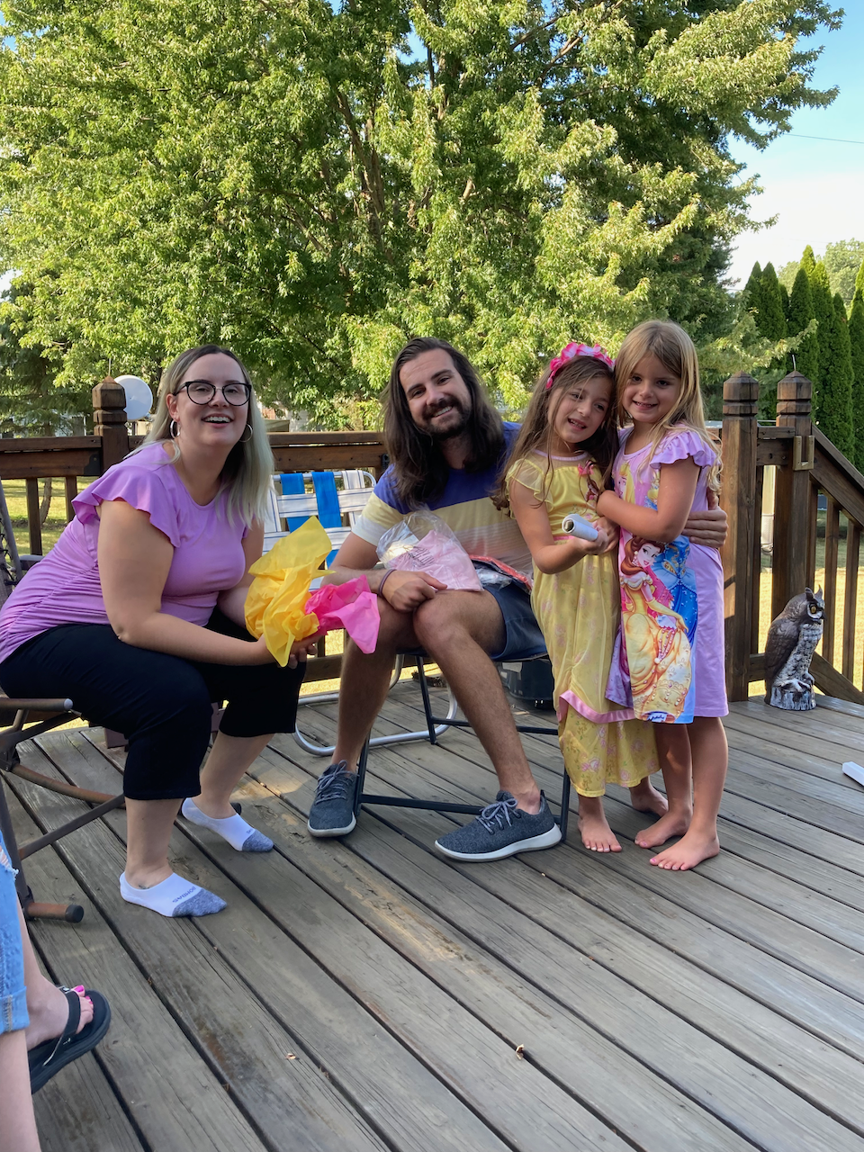 Em, El, and us on Steve's folks deck