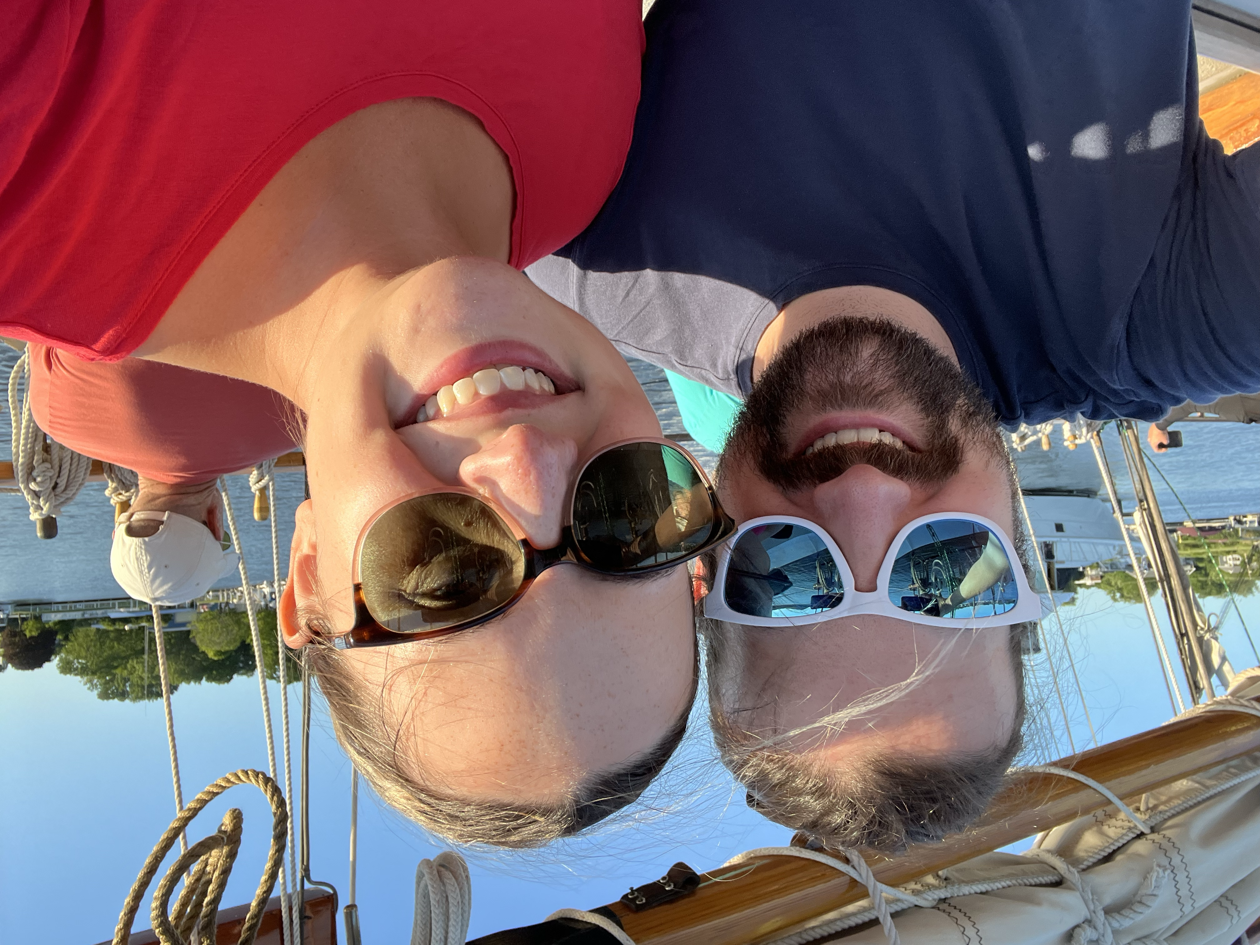 Us on a sailboat off the coast of Saugatuck